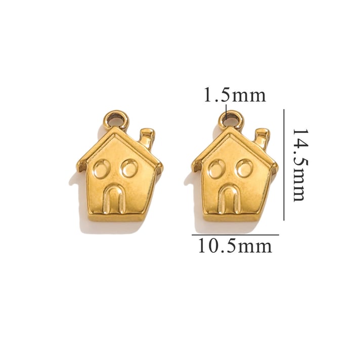 1 Piece Simple Retro Style Cartoon House Shape Stainless Steel  Gold Color Women's Pendant 